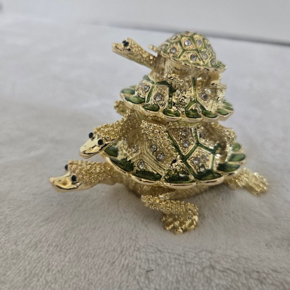 Jeweled Collection Stacked Turtles Trinket Box –